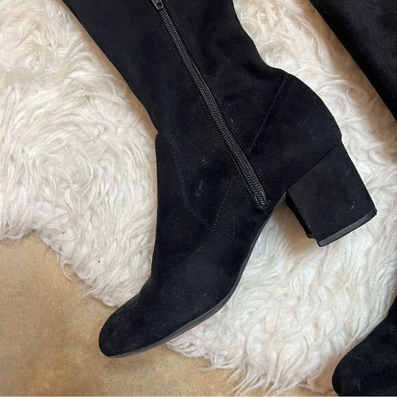 Gianni Bini Stretch Knee High Black fall & winter suede style Boots 6.5 - Picture 2 of 16